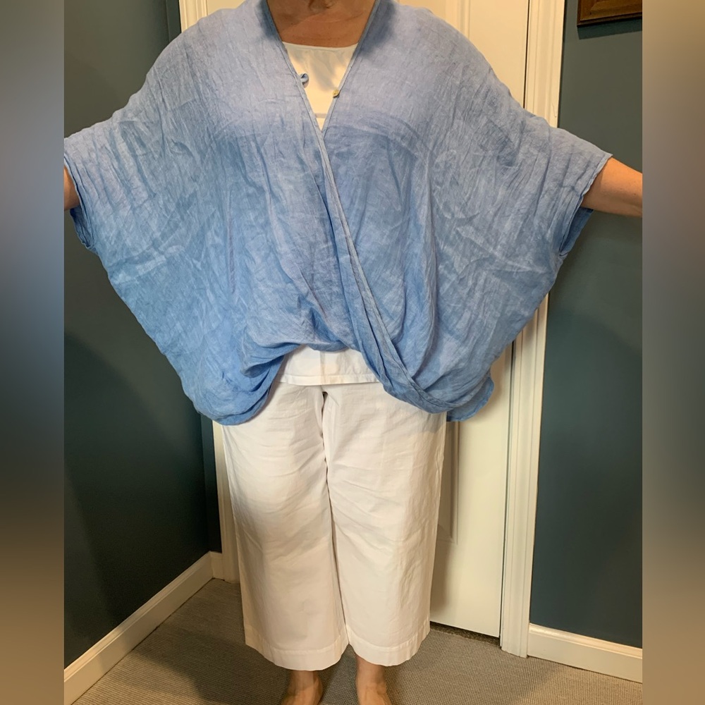 Italian shirt shawl Pure linen plus size
